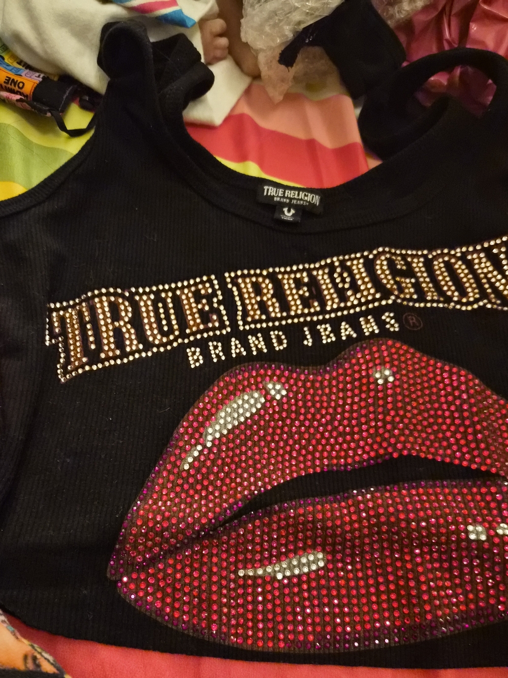 True Religion Black Rhinestone Lip Tank Top - Picture 4 of 6
